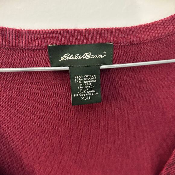 Vintage Eddie Bauer Fall Themed Red Button Up Cardigan Sweater Womans XXL - Picture 2 of 6